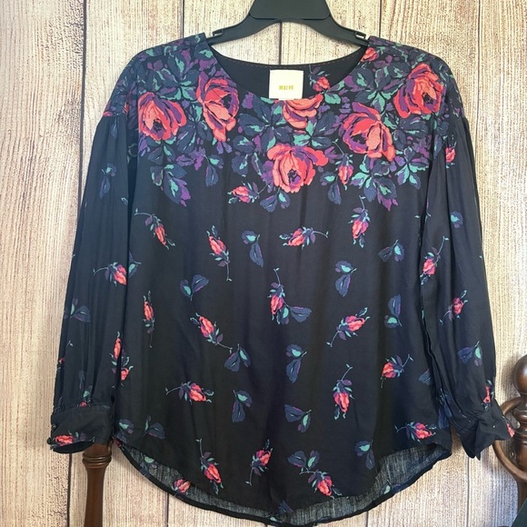 Maeve Anthropologie Womens Floral Linen Blend Tops size Small - Picture 2 of 10